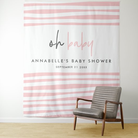 Tenture Baby shower rose moderne typographie unique fête (En situation)
