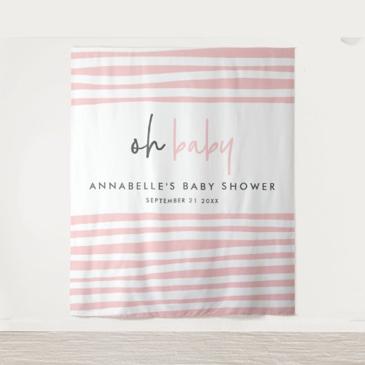 Tenture Baby shower rose moderne typographie unique fête (Devant)