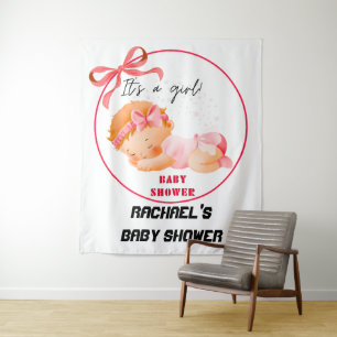 Tenture Baby shower rose, toile de fond de fête pour bébé