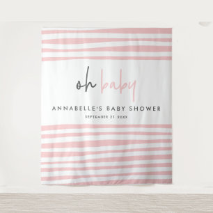 Tenture Baby shower rose typographie moderne unique fête