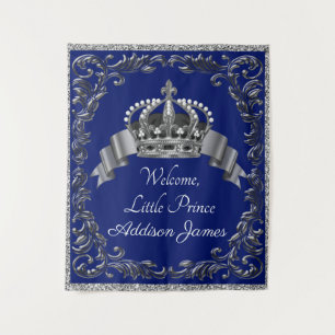 Tenture Baby shower Royal Blue Silver Prince