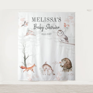 Tenture Baby shower Rustique des animaux forestiers