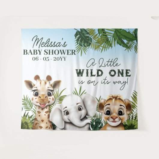 Tenture Baby shower Safari animal sauvage fond (Devant (Horizontal))