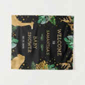Tenture Baby Shower Safari Bienvenue Noir Or Vert (Devant (Horizontal))