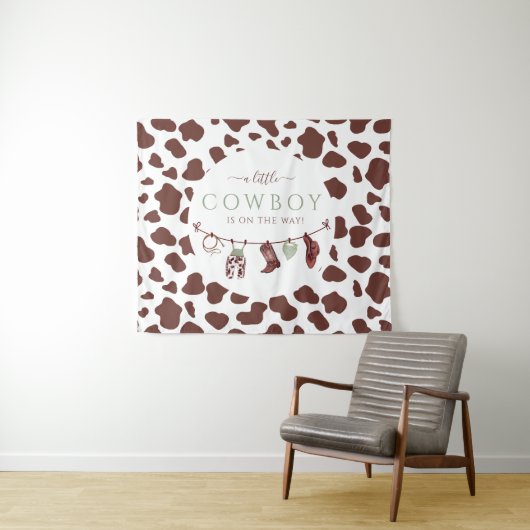 Tenture Baby shower sage vert Cow-boy Rodeo Far West (En situation (horizontale))