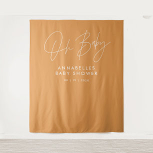 Tenture Baby shower script moderne audacieux orange élégan