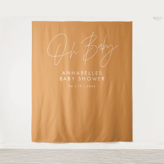 Tenture Baby shower script moderne audacieux orange élégan (Devant)