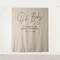 Baby shower script moderne beige naturel élégant