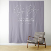 Tenture Baby shower script moderne lilas violet élégant (En situation)