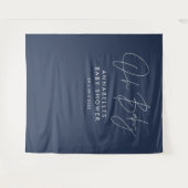 Tenture Baby shower script moderne marine bleu élégant (Devant (Horizontal))
