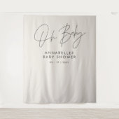 Tenture Baby shower script moderne noir et blanc élégant (Devant)