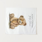 Tenture Baby-Shower Simple Ours en Aquarelle (Devant (Horizontal))