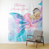 Tenture Baby shower Sirène Contexte Brunette Mermaid (En situation)
