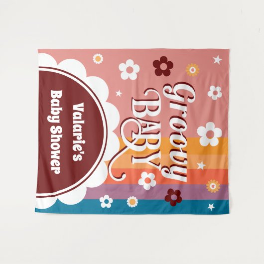 Tenture Baby shower Super rétro (Devant (Horizontal))