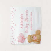 Tenture Baby shower Teddy Bear Rose Stars Arrière-plan (Devant)