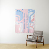 Tenture Baby Shower Tourbillon Marbre Rose Blanc Bleu (En situation)