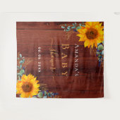 Tenture Baby Shower tournesol rustique bois marron eucalyp (Devant (Horizontal))
