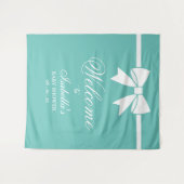 Tenture Baby shower turquoise Bleu Et Blanc Ruban Bow (Devant (Horizontal))