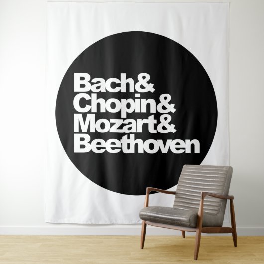 Tenture Bach et Chopin et Mozart et Beethoven (En situation)