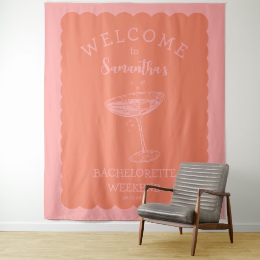 Tenture Bachelorette de bord Scalop Backdrop Cocktail (En situation)