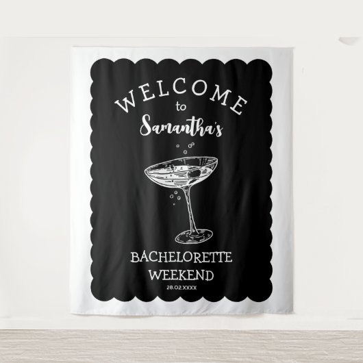 Tenture Bachelorette de bord Scalop Backdrop Cocktail (Devant)