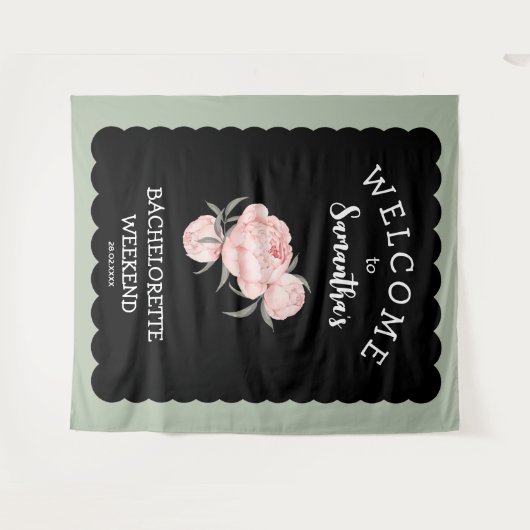 Tenture Bachelorette Florale Noire et Blanc (Devant (Horizontal))