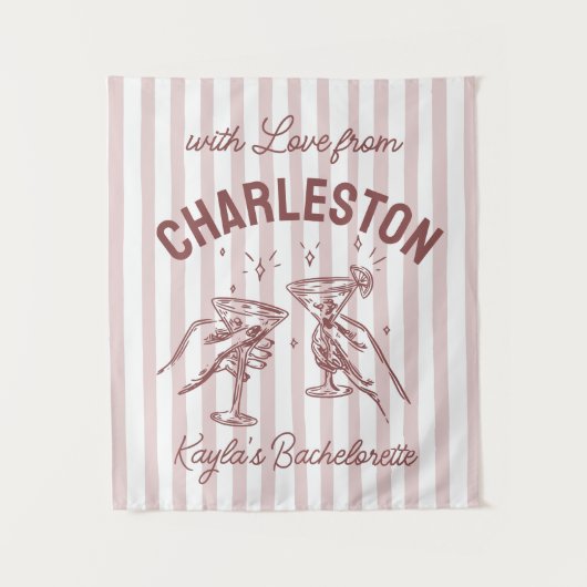 Tenture Bachelorette Pastel Stripes Martini Personnalisé S (Devant)