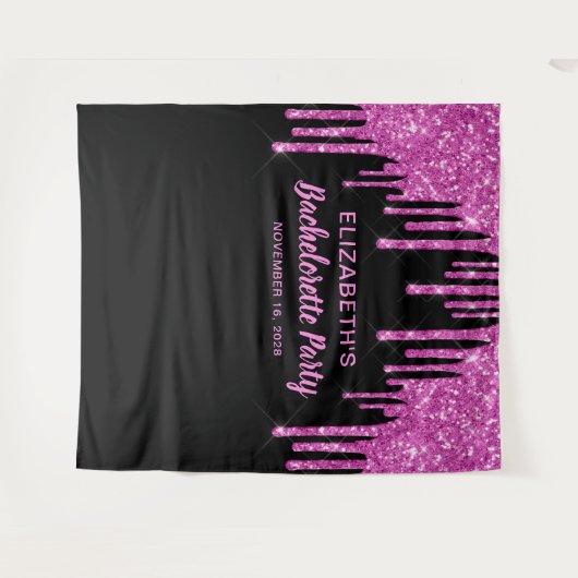 Tenture Bachelorette rose chaud Parties scintillant noir p (Devant (Horizontal))