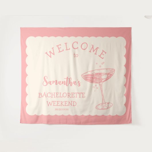 Tenture Bachelorette Rose Côtier En Arrière-Plan Cocktail (Devant (Horizontal))