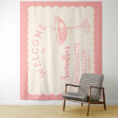 Tenture Bachelorette Rose Côtier En Arrière-Plan Cocktail (En situation)