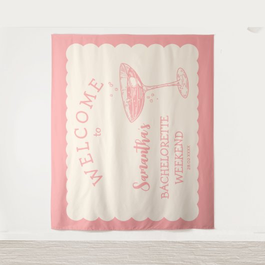 Tenture Bachelorette Rose Côtier En Arrière-Plan Cocktail (Devant)