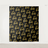 Tenture Backdrop Gold Black "Hello Thirty" Anniversaire (Devant)