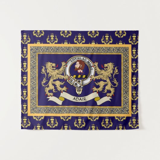 Tenture Badge de clan Adair personnalisé bleu (Devant (Horizontal))