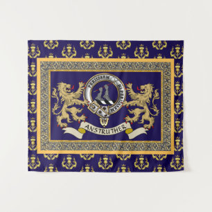 Tenture Badge de clan Anstruther personnalisé bleu