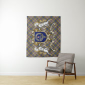 Tenture Badge de clan Balfour et licornes avec Tartan (En situation)