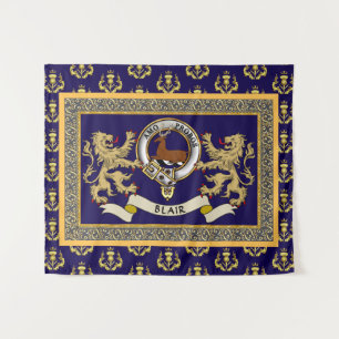 Tenture Badge de Clan Blair Personnalisé Bleu