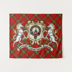 Tenture Badge de clan Morrison et licornes avec Tartan
