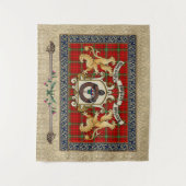 Tenture Badge de clan Morrison et Tartan avec Lions (Devant)