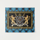 Tenture Badge et devise du clan Bell avec Lions (Devant (Horizontal))