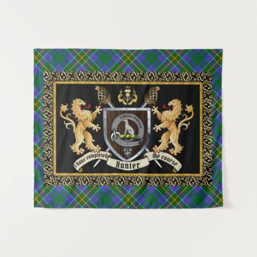 Tenture Badge et devise du clan chasseur avec Lions (Devant (Horizontal))