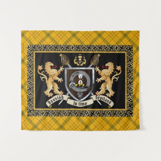 Tenture Badge et devise du clan de Houston avec Lions (Devant (Horizontal))