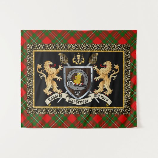 Tenture Badge et devise du clan MacGregor avec Lions (Devant (Horizontal))