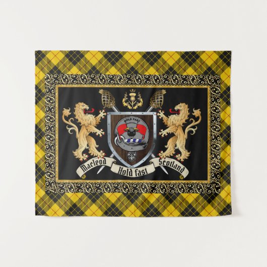 Tenture Badge et devise du clan Macleod avec Lions (Devant (Horizontal))