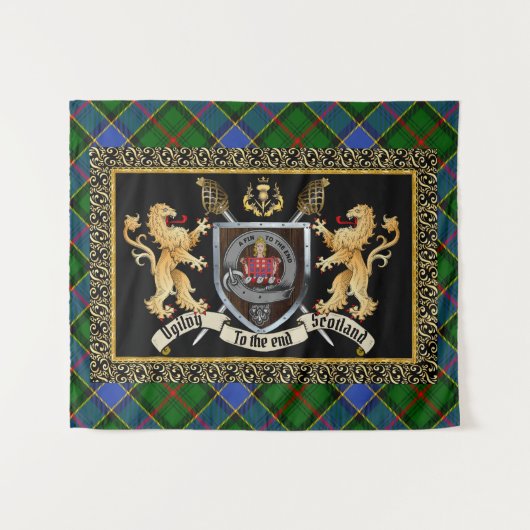 Tenture Badge et devise du clan Ogilvy avec Lions (Devant (Horizontal))