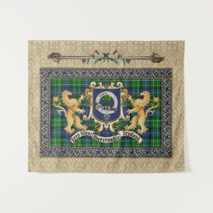 Tenture Badge et tartan du clan Abercrombie avec lions 