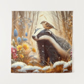 Tenture Badger and Sparrow Nature Faune Rustique (Devant)