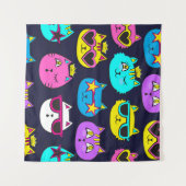 Tenture Badges de chat, textile pop art (Devant (Horizontal))