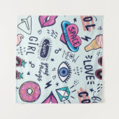 Tenture Badges de patchs de mode. Motif sans couture avec (Devant (Horizontal))