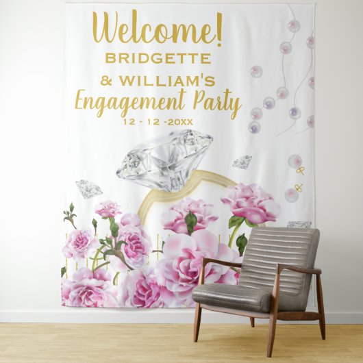 Tenture Bague de fiançailles Roses Roses Perles (En situation)