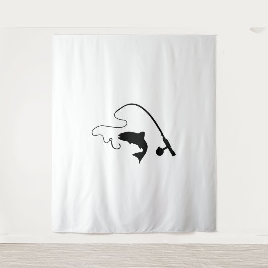 Tenture Baguette de pêche et poisson, pêche (Devant)